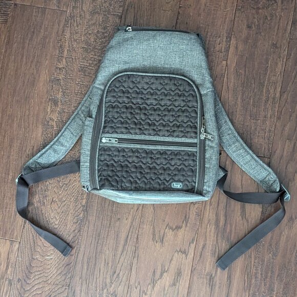 Lug Taupe Brown Quilted Travel Backpack Convertible Sling Bag - Picture 2 of 11